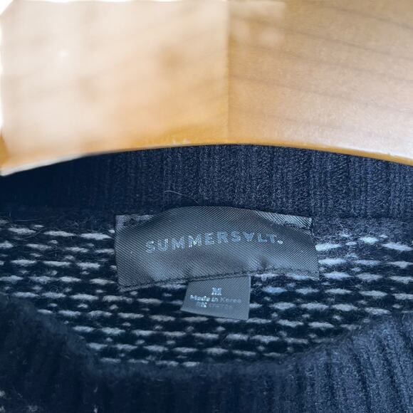 Summersalt The Luxe Cashmere Blend Mix Stitch Sweater Balloon Sleeve Black White - Picture 3 of 8